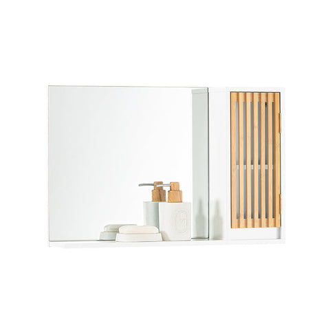 Rootz Wall Cabinet with Mirror - Bathroom Storage - Space-Saving Mirror Cabinet - Durable Bamboo Door - Ideal for Small Items - 60cm x 40cm x 12cm