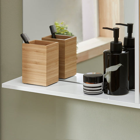 Rootz Wall Cabinet with Mirror - Bathroom Storage - Space-Saving Mirror Cabinet - Durable Bamboo Door - Ideal for Small Items - 60cm x 40cm x 12cm