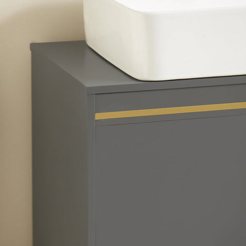 Rootz Modern Sink Base Cabinet - Bathroom Vanity - Storage Organizer - Stylish Gray and Gold Finish - Spacious Interior - Easy Assembly - 75cm x 65cm x 35cm