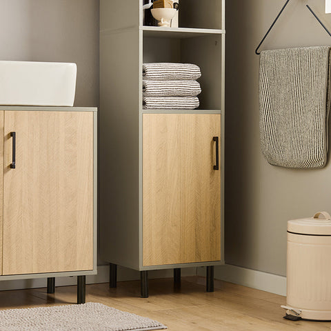 Rootz Tall Bathroom Cabinet - Storage Organizer - Bathroom Shelf - Adjustable Shelves - Water-Resistant Metal Legs - Anti-Tip Safety Feature - 31.5cm x 162.5cm x 31.5cm
