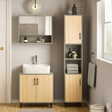 Rootz Tall Bathroom Cabinet - Storage Organizer - Bathroom Shelf - Adjustable Shelves - Water-Resistant Metal Legs - Anti-Tip Safety Feature - 31.5cm x 162.5cm x 31.5cm