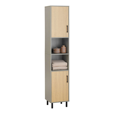 Rootz Tall Bathroom Cabinet - Storage Organizer - Bathroom Shelf - Adjustable Shelves - Water-Resistant Metal Legs - Anti-Tip Safety Feature - 31.5cm x 162.5cm x 31.5cm