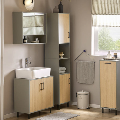 Rootz Tall Bathroom Cabinet - Storage Organizer - Bathroom Shelf - Adjustable Shelves - Water-Resistant Metal Legs - Anti-Tip Safety Feature - 31.5cm x 162.5cm x 31.5cm