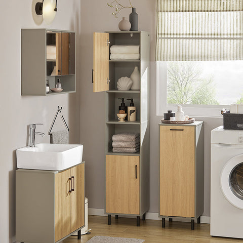 Rootz Tall Bathroom Cabinet - Storage Organizer - Bathroom Shelf - Adjustable Shelves - Water-Resistant Metal Legs - Anti-Tip Safety Feature - 31.5cm x 162.5cm x 31.5cm
