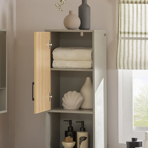 Rootz Tall Bathroom Cabinet - Storage Organizer - Bathroom Shelf - Adjustable Shelves - Water-Resistant Metal Legs - Anti-Tip Safety Feature - 31.5cm x 162.5cm x 31.5cm