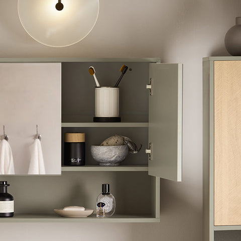 Rootz Bathroom Mirror Cabinet - Wall Cabinet - Storage Organizer - Space-Saving 2-in-1 Design - Adjustable Shelves - Easy Assembly - 60cm x 49.5cm x 20cm