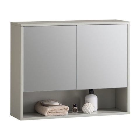 Rootz Bathroom Mirror Cabinet - Wall Cabinet - Storage Organizer - Space-Saving 2-in-1 Design - Adjustable Shelves - Easy Assembly - 60cm x 49.5cm x 20cm