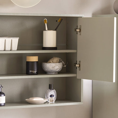 Rootz Bathroom Mirror Cabinet - Wall Cabinet - Storage Organizer - Space-Saving 2-in-1 Design - Adjustable Shelves - Easy Assembly - 60cm x 49.5cm x 20cm