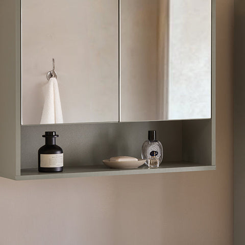 Rootz Bathroom Mirror Cabinet - Wall Cabinet - Storage Organizer - Space-Saving 2-in-1 Design - Adjustable Shelves - Easy Assembly - 60cm x 49.5cm x 20cm