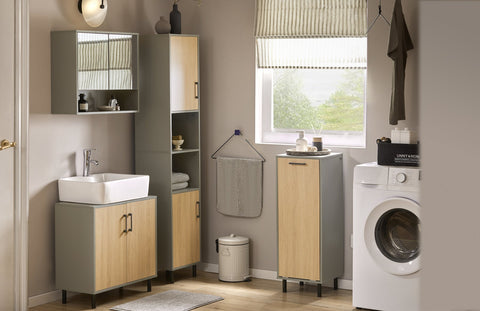 Rootz Bathroom Mirror Cabinet - Wall Cabinet - Storage Organizer - Space-Saving 2-in-1 Design - Adjustable Shelves - Easy Assembly - 60cm x 49.5cm x 20cm