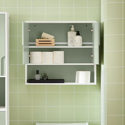 Rootz Wall Cabinet with Doors - Bathroom Cabinet - Medicine Cabinet - Adjustable Shelves - Easy Assembly - Natural & Forest-Like Design - 60cm x 54cm x 15cm
