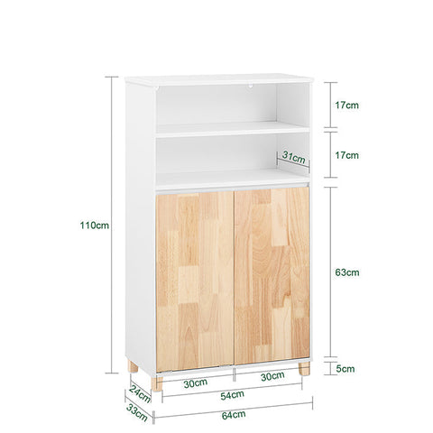 Rootz Wooden Linen Cupboard - Laundry Storage - Bathroom Cabinet - Spacious Organizer - 64cm x 110cm x 33cm. Easy Assembly - Durable Materials.