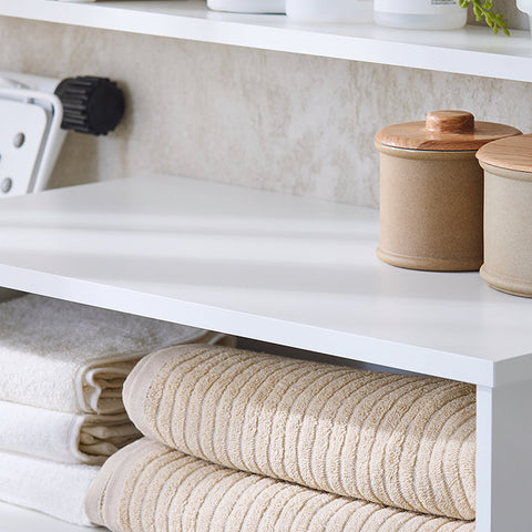 Rootz Wooden Linen Cupboard - Laundry Storage - Bathroom Cabinet - Spacious Organizer - 64cm x 110cm x 33cm. Easy Assembly - Durable Materials.
