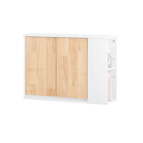 Rootz Wall Mounted Bathroom Cabinet - Storage Unit - Toilet Cabinet - MDF - Rubber Wood - 68cm x 48cm x 20cm