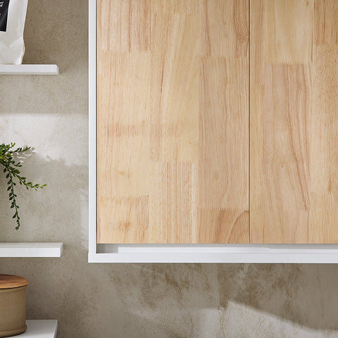 Rootz Wall Mounted Bathroom Cabinet - Storage Unit - Toilet Cabinet - MDF - Rubber Wood - 68cm x 48cm x 20cm