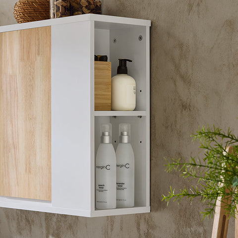 Rootz Wall Mounted Bathroom Cabinet - Storage Unit - Toilet Cabinet - MDF - Rubber Wood - 68cm x 48cm x 20cm