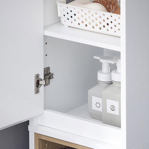 Rootz Tall Bathroom Cabinet - Narrow Storage Unit - Slim Cabinet - Adjustable Shelves - MDF, PB - 30x170x30cm