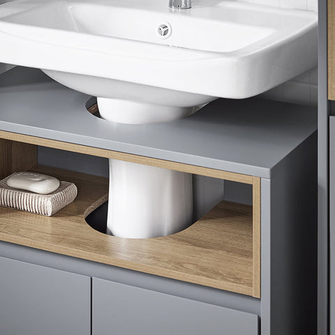 Rootz Sink Cabinet - Vanity Cabinet - Bathroom Storage - Enlarged Storage Space - 60x61x30cm - Water Resistant Silicone Foot Pads