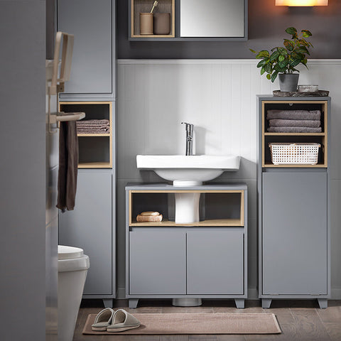 Rootz Sink Cabinet - Vanity Cabinet - Bathroom Storage - Enlarged Storage Space - 60x61x30cm - Water Resistant Silicone Foot Pads