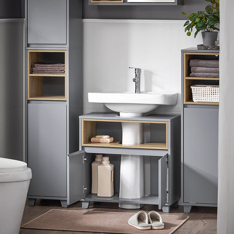 Rootz Sink Cabinet - Vanity Cabinet - Bathroom Storage - Enlarged Storage Space - 60x61x30cm - Water Resistant Silicone Foot Pads