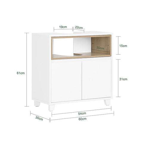 Rootz Sink Cabinet - Vanity Storage - MDF & PB Material - Prevents Wood Rot - 60x61x30cm