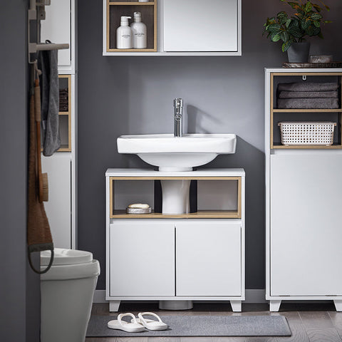 Rootz Sink Cabinet - Vanity Storage - MDF & PB Material - Prevents Wood Rot - 60x61x30cm