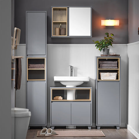 Rootz Mirror Door Wall Cabinet - Bathroom Storage - Wall Closet - Space-Saving - 60cm x 45cm x 20cm