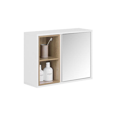Rootz Wall Closet Mirror Door - Storage Cabinet - Bathroom Organizer - Adjustable Shelves - Compact Design - 60x45x20cm