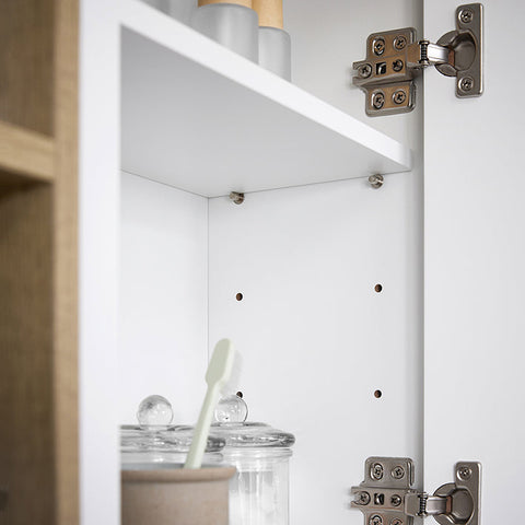 Rootz Wall Closet Mirror Door - Storage Cabinet - Bathroom Organizer - Adjustable Shelves - Compact Design - 60x45x20cm