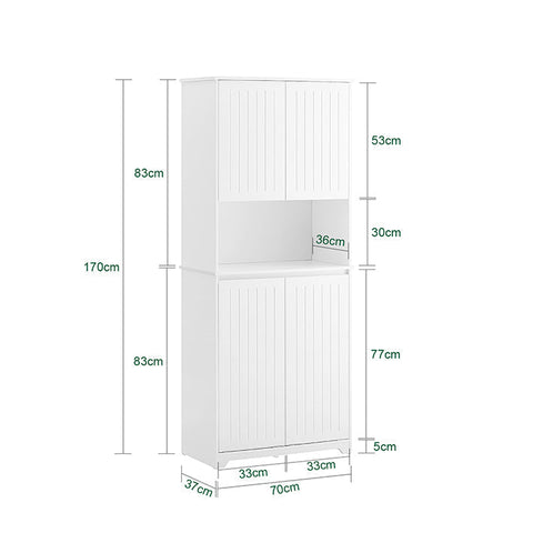 Rootz Tall Bathroom Cabinet - Storage Cabinet - Laundry Organizer - Ample Storage - 70x170x37cm
