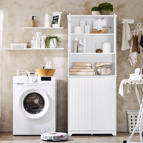 Rootz Tall Bathroom Cabinet - Storage Cabinet - Laundry Organizer - Ample Storage - 70x170x37cm