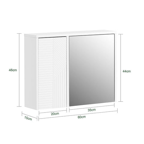 Rootz 2 in 1 Mirror Cabinet - Vanity Cabinet - Bathroom Organizer - Space-Saving - 60x46x15cm