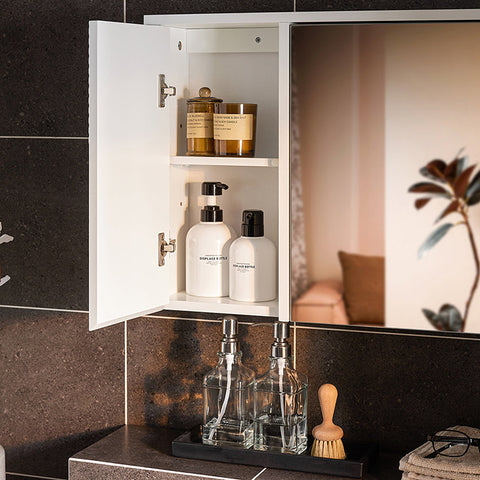 Rootz 2 in 1 Mirror Cabinet - Vanity Cabinet - Bathroom Organizer - Space-Saving - 60x46x15cm