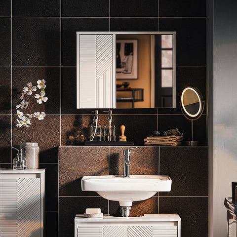 Rootz 2 in 1 Mirror Cabinet - Vanity Cabinet - Bathroom Organizer - Space-Saving - 60x46x15cm