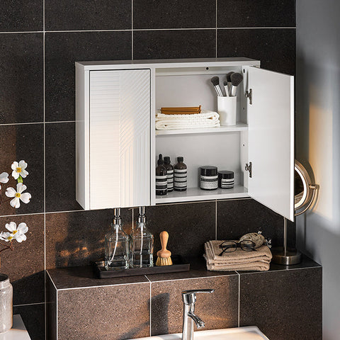 Rootz 2 in 1 Mirror Cabinet - Vanity Cabinet - Bathroom Organizer - Space-Saving - 60x46x15cm