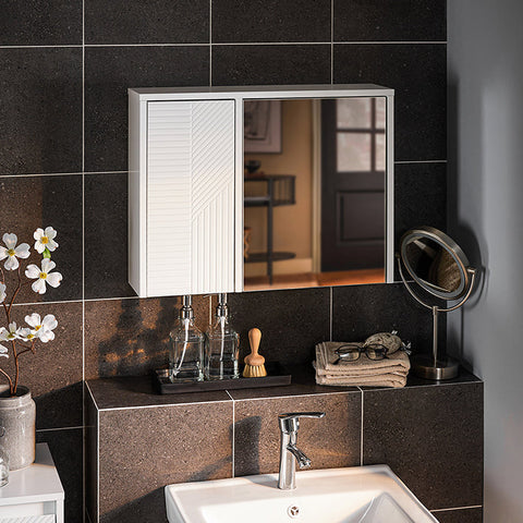 Rootz 2 in 1 Mirror Cabinet - Vanity Cabinet - Bathroom Organizer - Space-Saving - 60x46x15cm