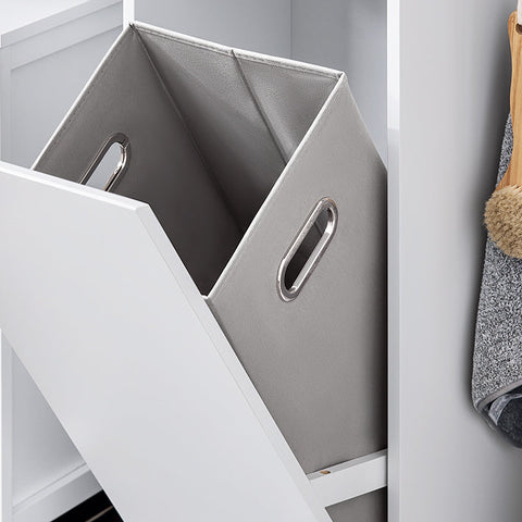 Rootz Bathroom Storage Cabinet - Organizer Shelf - Closet Unit - Removable Laundry Bag - 35x90x30cm - Prevents Rot with Silicone Foot Pads