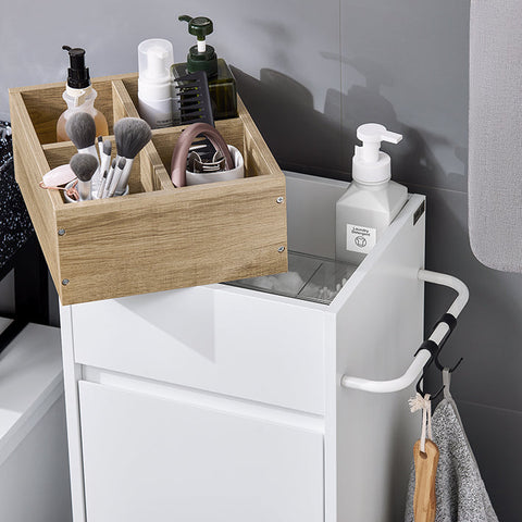Rootz Bathroom Storage Cabinet - Organizer Shelf - Closet Unit - Removable Laundry Bag - 35x90x30cm - Prevents Rot with Silicone Foot Pads