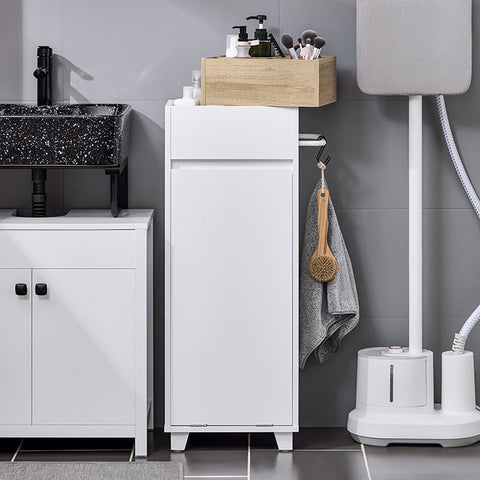 Rootz Bathroom Storage Cabinet - Organizer Shelf - Closet Unit - Removable Laundry Bag - 35x90x30cm - Prevents Rot with Silicone Foot Pads