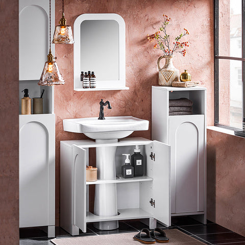 Rootz Sink Cabinet - Vanity Unit - Bathroom Organizer - Expand Storage Space - MDF Material - 60x62x30cm - Silicone Foot Pads to Prevent Rotting