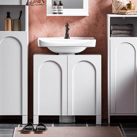 Rootz Sink Cabinet - Vanity Unit - Bathroom Organizer - Expand Storage Space - MDF Material - 60x62x30cm - Silicone Foot Pads to Prevent Rotting