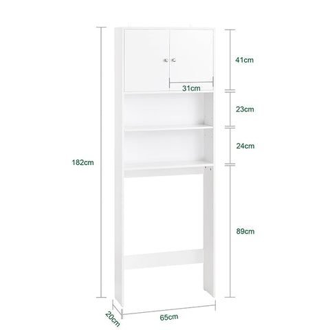 Rootz MDF Storage Cabinet - Shelving Unit - Closet - Easy Access & Storage Space - 65x182x20cm - Wall Mountable - Moisture-Protected