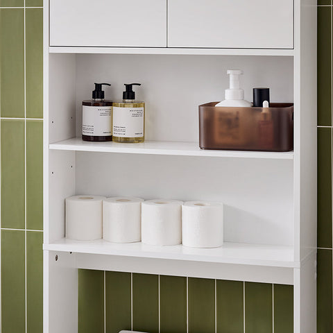 Rootz MDF Storage Cabinet - Shelving Unit - Closet - Easy Access & Storage Space - 65x182x20cm - Wall Mountable - Moisture-Protected