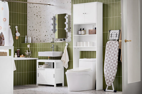 Rootz MDF Storage Cabinet - Shelving Unit - Closet - Easy Access & Storage Space - 65x182x20cm - Wall Mountable - Moisture-Protected