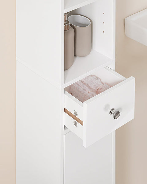 Rootz Tall Bathroom Cabinet - Storage Cupboard - Bathroom Organizer - Adjustable Shelves - 20x180x20cm - MDF E1 - High Gloss White