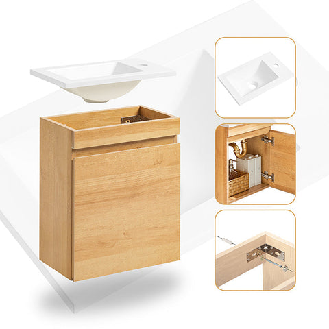 Rootz Narrow Wall-Mounted Sink Cabinet - Bathroom Storage - Compact Vanity - Space-Saving Design - 41x52x24cm