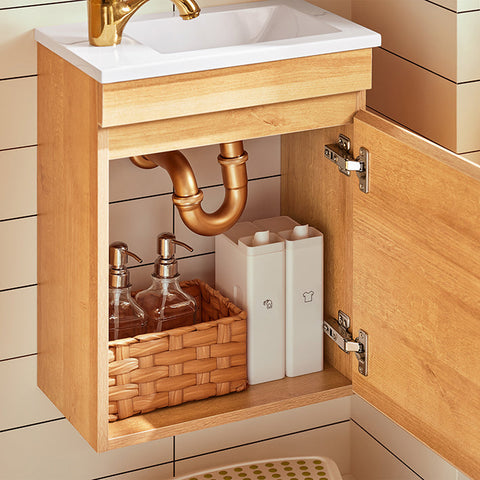 Rootz Narrow Wall-Mounted Sink Cabinet - Bathroom Storage - Compact Vanity - Space-Saving Design - 41x52x24cm