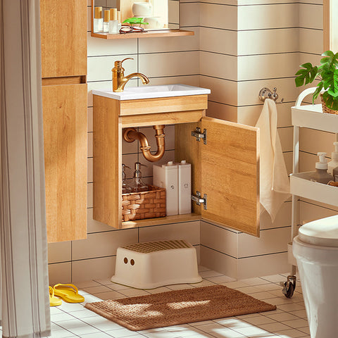 Rootz Narrow Wall-Mounted Sink Cabinet - Bathroom Storage - Compact Vanity - Space-Saving Design - 41x52x24cm