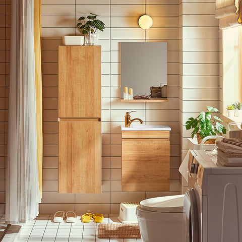 Rootz Narrow Wall-Mounted Sink Cabinet - Bathroom Storage - Compact Vanity - Space-Saving Design - 41x52x24cm