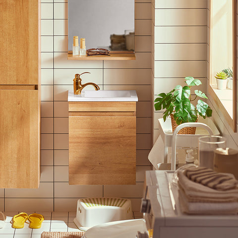 Rootz Narrow Wall-Mounted Sink Cabinet - Bathroom Storage - Compact Vanity - Space-Saving Design - 41x52x24cm